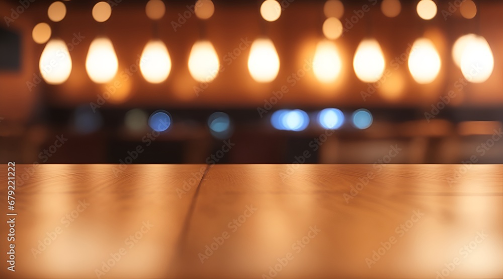 Empty wooden table and blurred background Empty wooden table and blurred background