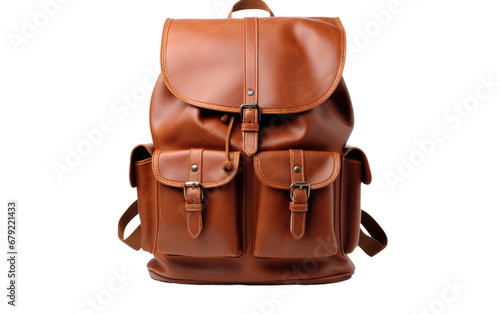 Smooth Brown Backpack Purse Isolated on Transparent Background PNG.