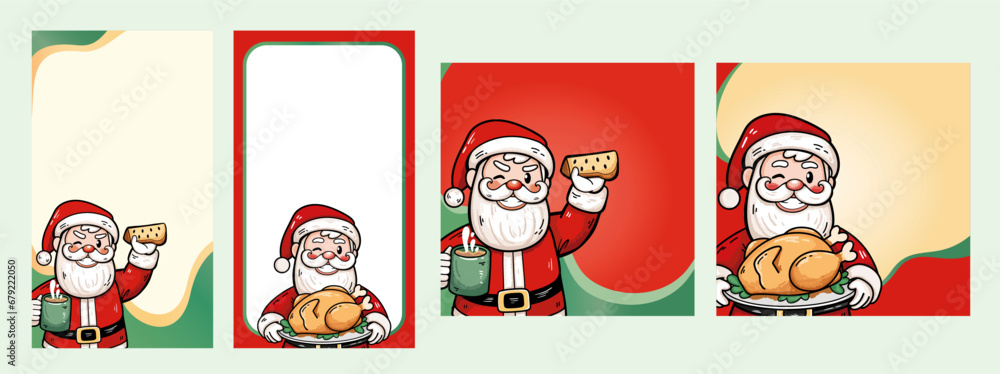 Collection of instagram posts for christmas in editable vector