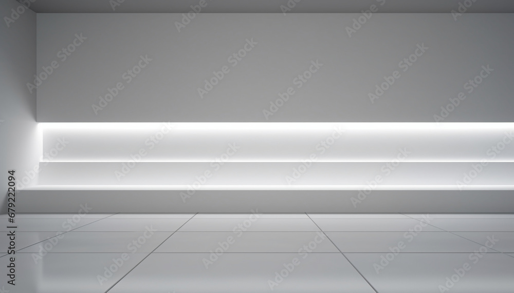 empty white shelf generating by AI technology empty white shelf generating by AI technology