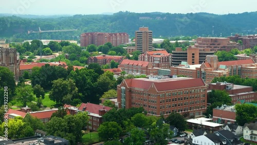 University of Tennessee campus in Knoxville, Tennessee. Aerial view of historical buildings. American public education and research. photo