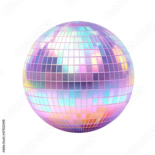 Pastel Retro 70s Disco Ball Isolated on Transparent Background PNG	
