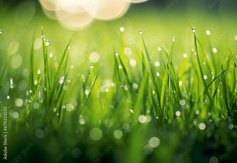 dew on grass generating by AI technology