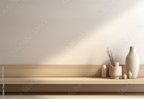 empty vase on wooden table generating by AI technology
