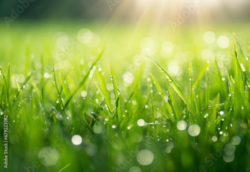 grass with dew drops generating by AI technology