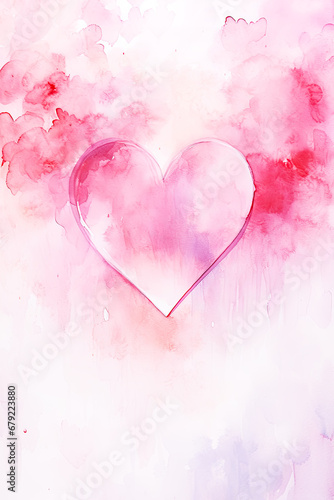Watercolor Pink Heart Background, Romantic Valentines Day Digital Paper