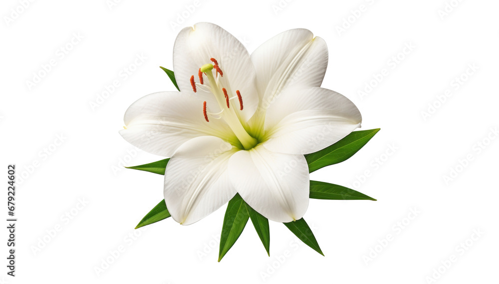 white lily flower isolated on transparent background cutout