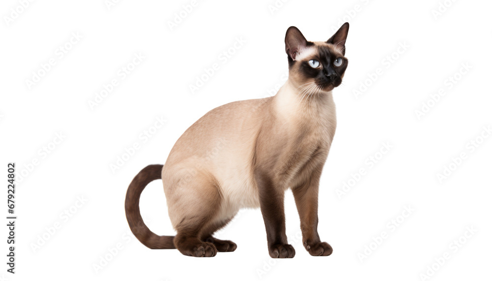 siamese cat isolated on transparent background cutout