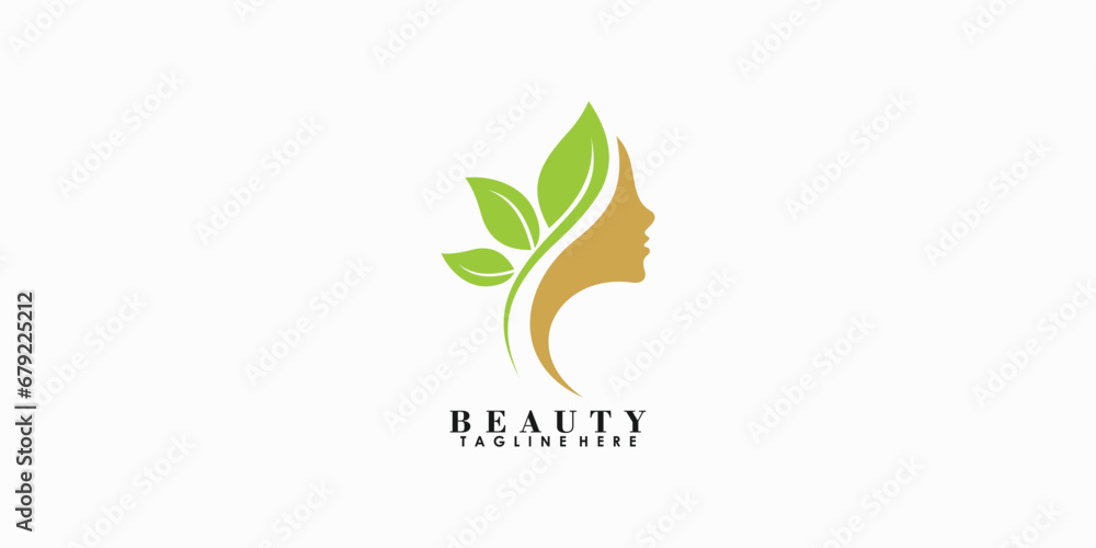 Fototapeta premium beauty logo desgin with leaf logo premium vector