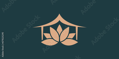 green house logo desgin with tree logo premium vector