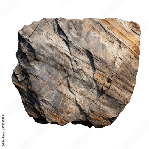 Gneiss boulder isolated on transparent background
