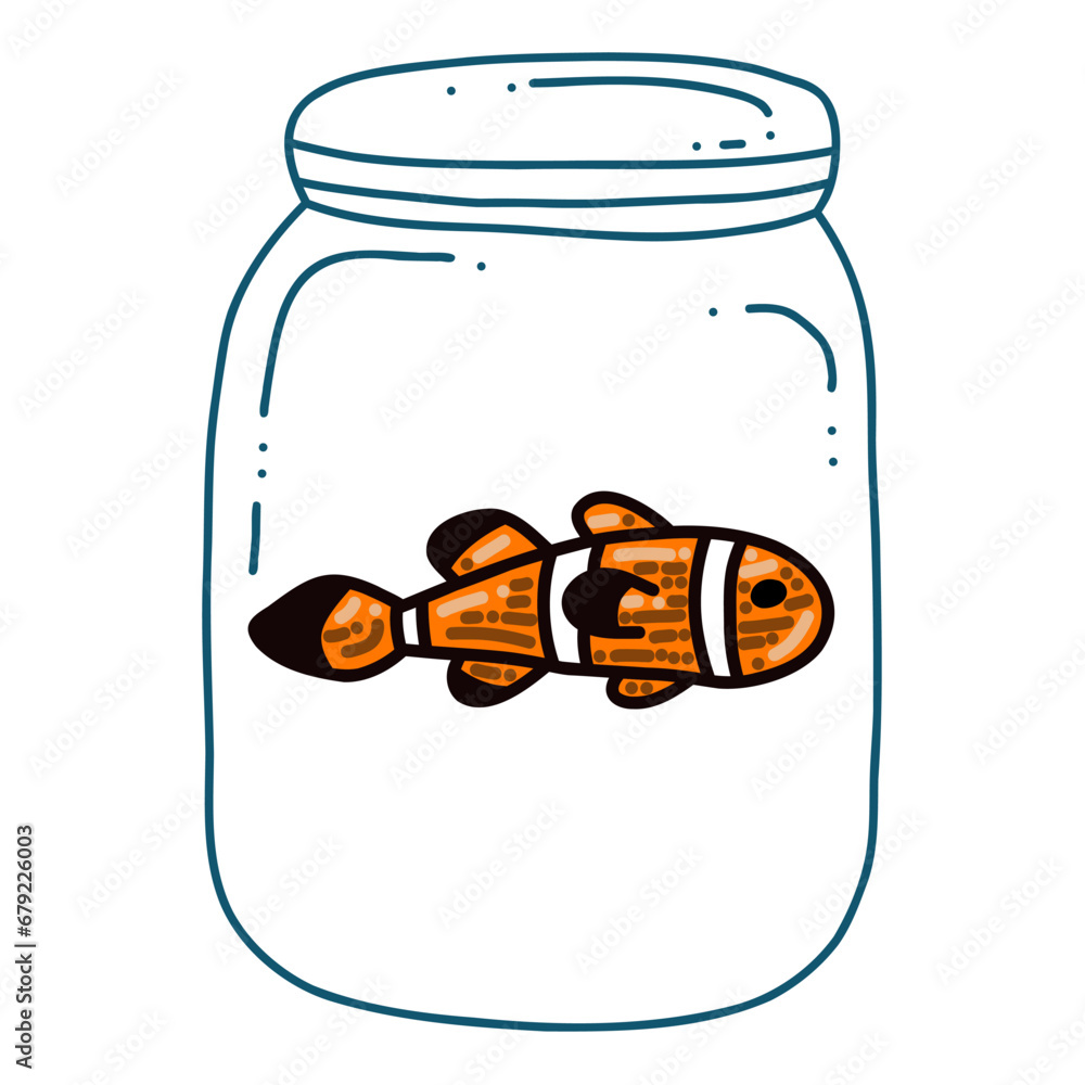 jar with fish and algae vector icon.