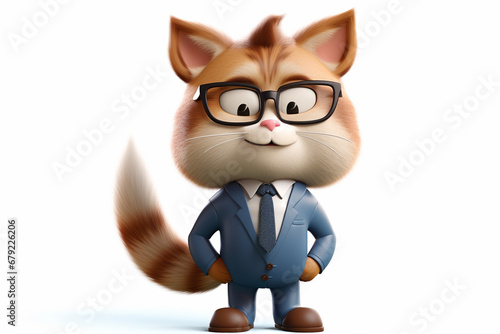 3d character of a business cat