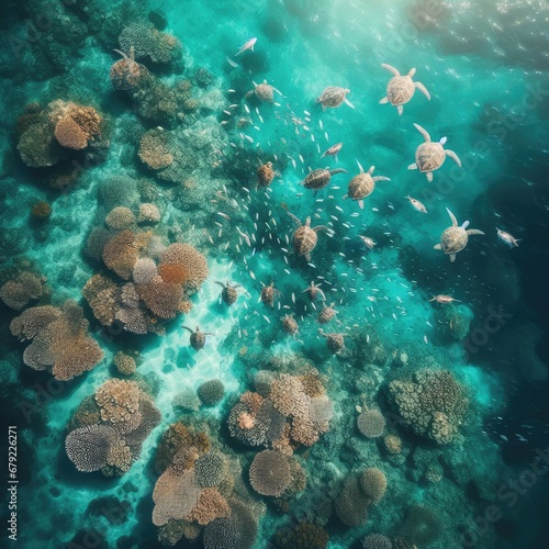 coral reef and sea underwater background © Deanmon