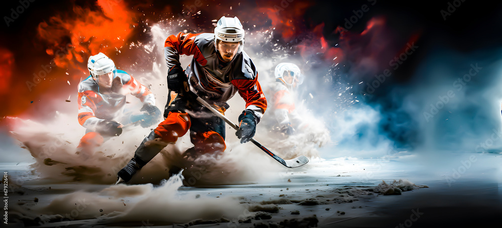 Illustration of an ice hockey player - obrazy, fototapety, plakaty 