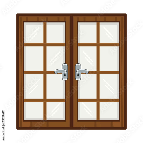 door wooden with glass door illustration