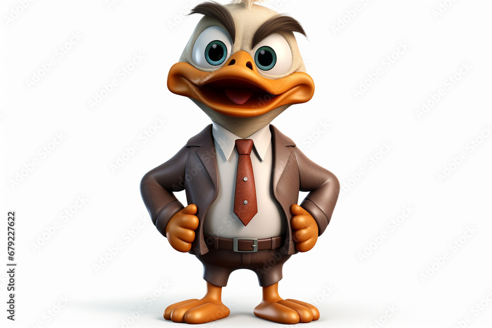 3d character of a business duck