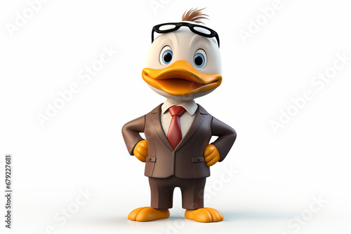 3d character of a business duck