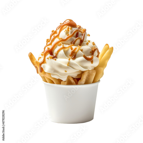 French fries ice cream on transparent background, white background, isolated, icon material, vector illustration