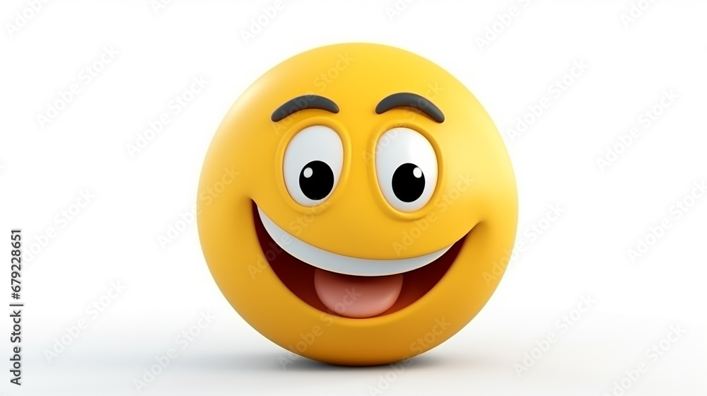Fototapeta premium 3D rendering Grinning emoji on white isolated background