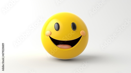 3D rendering Grinning emoji on white isolated background