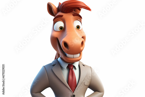 3d character of a business horse