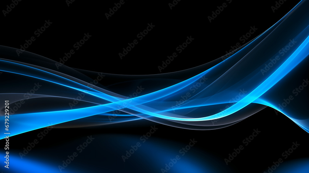 Obraz premium Blue glowing wavy line background. Abstract futuristic wallpaper technology sci fi concept.