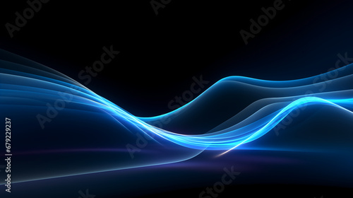 Blue glowing wavy line background. Abstract futuristic wallpaper technology sci fi concept.