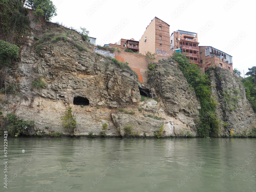 Tbilisi rocky banks of the Kura river