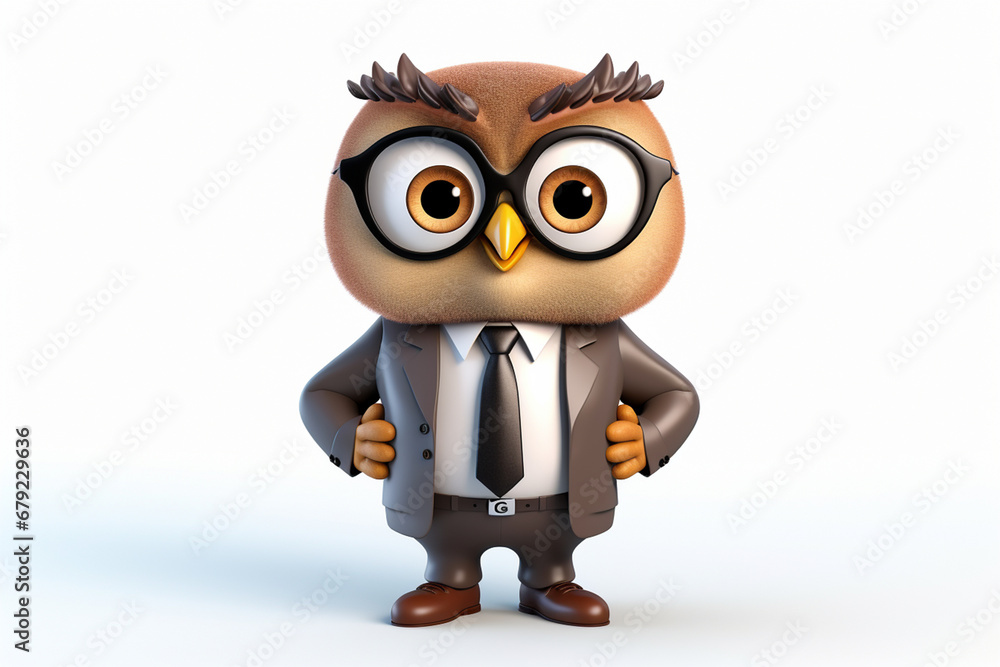 3d character of a business owl