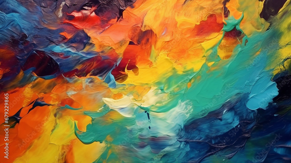 A colorful background painted in oil