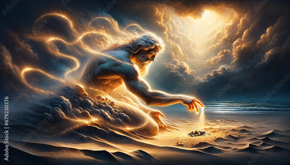 The Creation of Adam: God's Creative Touch. - obrazy, fototapety, plakaty 