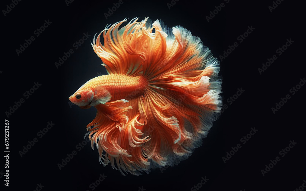 Obraz premium Thai fighting fish multi colored fish fish tail black background