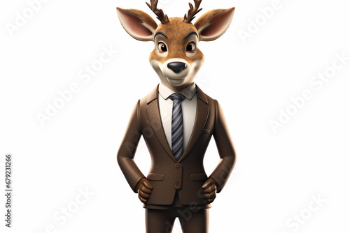 3d character of a business deer