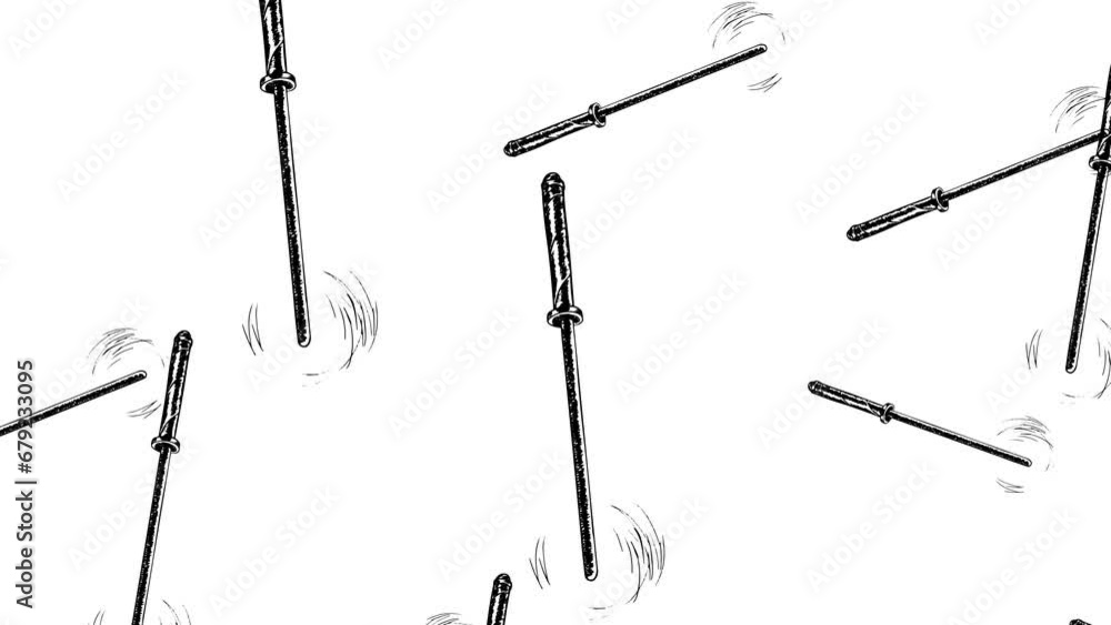 Rotating magic wands on a white screen. Animation of magic for a ...