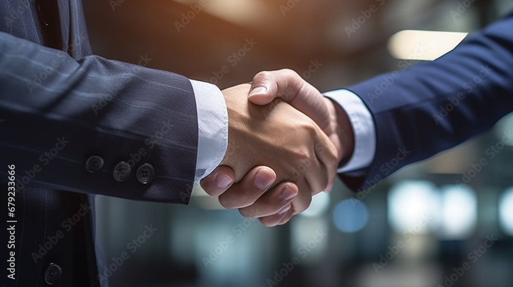 Executive Connection: Businessman's Handshake Seals the Deal in Corporate Meeting.