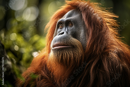 Sumatran Orangutan. Listed as endangered in IUCN Red List. photo