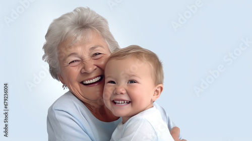 Laughing Senior woman with her baby grandchild