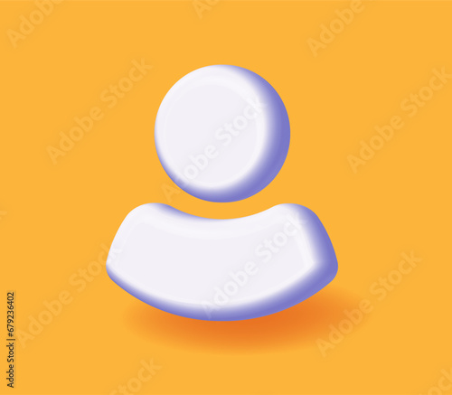 User member man 3d icon shape vector graphic, customer profile person cartoon render illustration, simple avatar may account silhouette image clipart, human fun comic modern design white yellow color