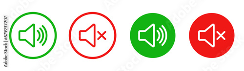 Volume on and off icon set
