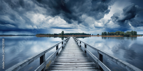 Wallpaper Mural Wooden bridge with a cloud of blue and rain Torontodigital.ca