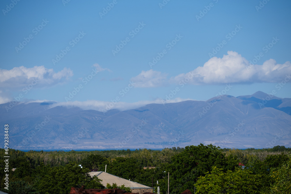 Mountain landscape and lake Sevan Mountain landscape and lake Sevan
