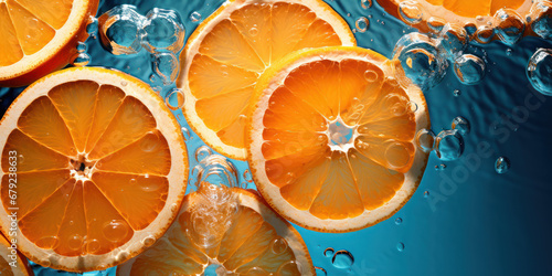 Slices of orange bob gently in the pool embrace, a citrus flotilla on a clear blue sea
