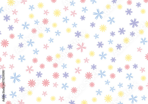 Vector pattern illusration daisy flowers background. Pretty floral pattern for print. Flat design vector.