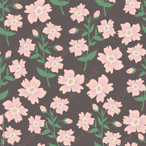 Trendy Hand drawn Wild Meadow florals , Flower bouquet illustration Seamless Pattern Vector Design, Design for fashion , fabric, textile, wallpaper, cover, web , wrapping and all prints © Marisha paint