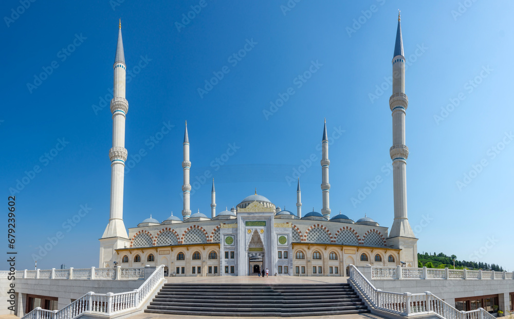 Camlica Mosque of Istanbul front view of main entrance porch and