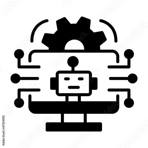 Calibration of Robotic Devices using AI and ML concept, Chip Crafting vector icon design, predictive modeling or adaptive control symbol, artificial intelligence sign neural circuit stock illustration