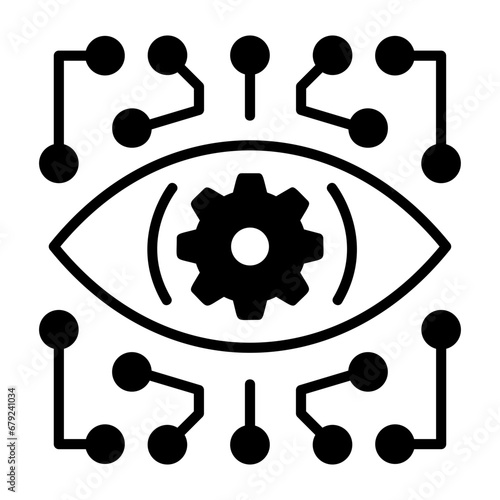 eyeball-scanning and tracking concept, Ophthalmic Imaging vector icon design, predictive modeling or adaptive control symbol, artificial intelligence  sign, neural circuit stock illustration
