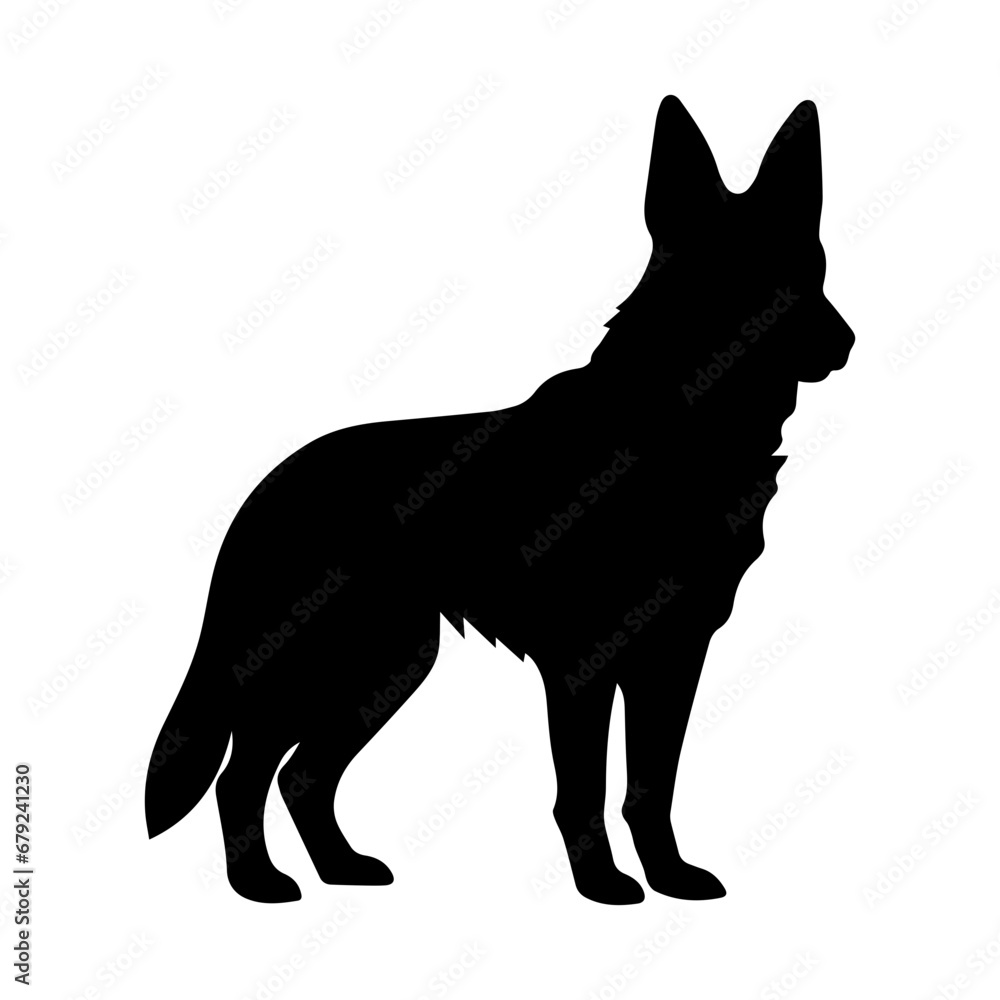 German shepherd Dog Vector Silhouette, Generative AI.	