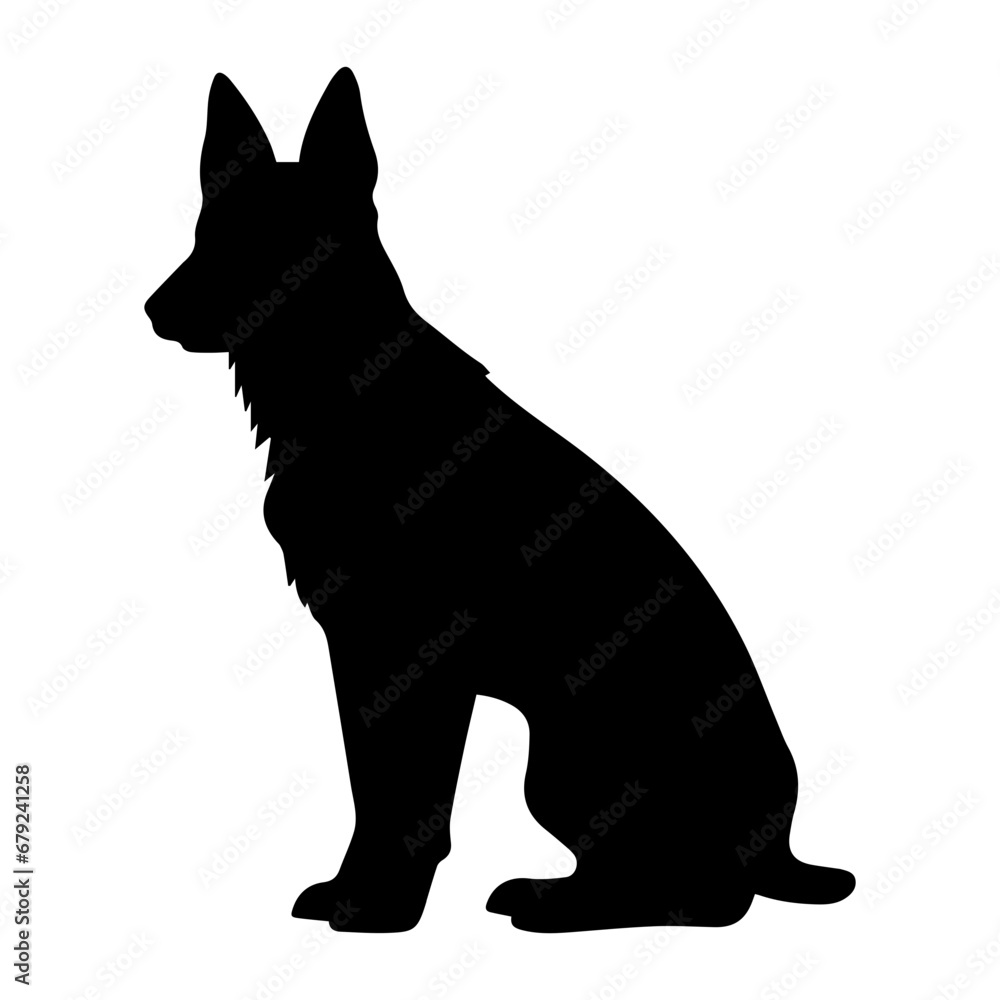 German shepherd Dog Vector Silhouette, Generative AI. German shepherd Dog Vector Silhouette, Generative AI.